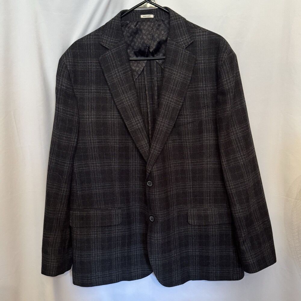 Joseph Abboud Heritage Soft Wool Modern Fit Blazer Plaid 46R Lanificio di Pray